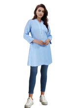 Load image into Gallery viewer, HAMSI Linen Cotton Long/Short Kurta with hand embroidered Chikankari