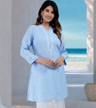 Load image into Gallery viewer, HAMSI Linen Cotton Long/Short Kurta with hand embroidered Chikankari