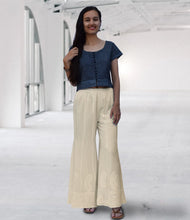 Load image into Gallery viewer, LUNA Pure Cotton Hand Embroidered Flared Bottom Pants: Made to Order, Customizable