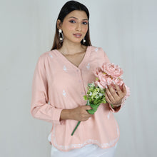 Load image into Gallery viewer, URVIKA Cotton Flex Hand Embroidery Kurti Top