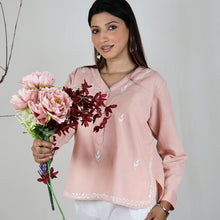 Load image into Gallery viewer, URVIKA Cotton Flex Hand Embroidery Kurti Top