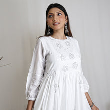 Load image into Gallery viewer, BHAVYA Cotton Mulmul Hand Embroidery Kurta Dress
