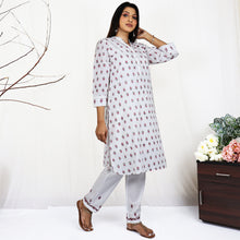Load image into Gallery viewer, DORA Cotton, Block Print, Hand Embroidery & Lace Work Kurta with Hand Embroidery Pants