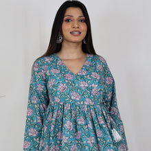 Load image into Gallery viewer, TAANYA Cotton Jaipuri Block Print Angrakha Wrap Top with Side Tie