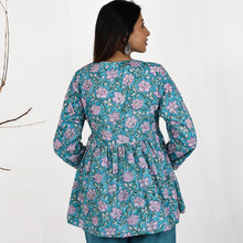 Load image into Gallery viewer, TAANYA Cotton Jaipuri Block Print Angrakha Wrap Top with Side Tie