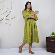 Load image into Gallery viewer, LEKHA Cotton-Linen Hand Embroidered, Shirt Dress Kurta