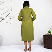 Load image into Gallery viewer, LEKHA Cotton-Linen Hand Embroidered, Shirt Dress Kurta