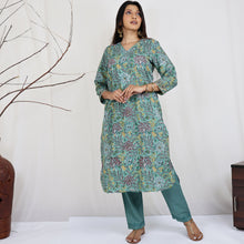 Load image into Gallery viewer, SATYA Pure Cotton, Jaipuri Block Print, Hand Embroidery Kurta with Chitra Pants
