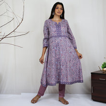 Load image into Gallery viewer, KAAYA Cotton, Jaipuri Block Print with Hand Embroidered Kurta Dress and Pant
