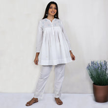 Load image into Gallery viewer, NIMI Pure Cotton Mulmul Hand Embroidered Kurti Top with Camisole