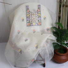 Load image into Gallery viewer, PRATIMA Organza Hand Embroidered/Chikankari Unstitched Suit; Made to Order/ Customizable