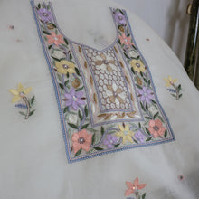 Load image into Gallery viewer, PRATIMA Organza Hand Embroidered/Chikankari Unstitched Suit; Made to Order/ Customizable