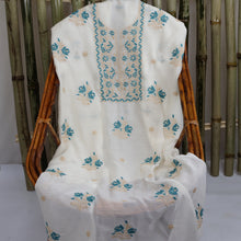Load image into Gallery viewer, NEENA Chanderi Hand Embroidered/Chikankari Unstitched Kurta Set; Made to Order/ Customizable