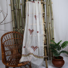 Load image into Gallery viewer, Chanderi Dupatta Hand Embroidery/ Chikankari with Jaali work