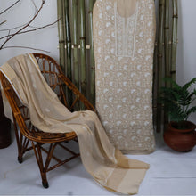 Load image into Gallery viewer, DISHA Pure Tissue Hand Embroidered/Chikankari Unstitched Kurta Set; Made to Order/ Customizable