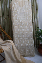 Load image into Gallery viewer, DISHA Pure Tissue Hand Embroidered/Chikankari Unstitched Kurta Set; Made to Order/ Customizable
