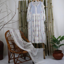 Load image into Gallery viewer, GAYATRI Mul Chanderi Hand Embroidered/Chikankari Unstitched Kurta Set; Made to Order/ Customizable