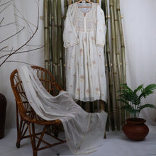 Load image into Gallery viewer, GAYATRI Mul Chanderi Hand Embroidered/Chikankari Unstitched Kurta Set; Made to Order/ Customizable