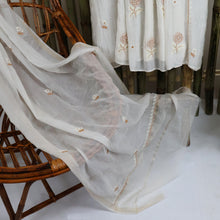 Load image into Gallery viewer, GAYATRI Mul Chanderi Hand Embroidered/Chikankari Unstitched Kurta Set; Made to Order/ Customizable