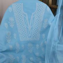 Load image into Gallery viewer, HANSIKA Pure Cotton Hand Embroidered/Chikankari Unstitched Kurta Set; Made to Order/ Customizable