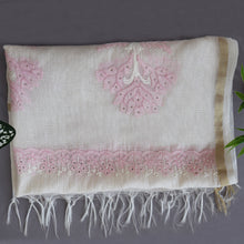 Load image into Gallery viewer, Chanderi Dupatta Hand Embroidery/ Chikankari with Tepchi work