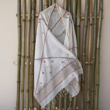 Load image into Gallery viewer, Chanderi Dupatta Hand Embroidery/ Chikankari with Mukaish work