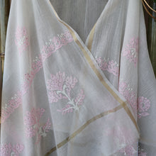 Load image into Gallery viewer, Chanderi Dupatta Hand Embroidery/ Chikankari with Tepchi work