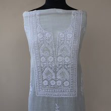 Load image into Gallery viewer, VAANI Chanderi Silk Hand Embroidered/Chikankari Unstitched Kurta Set; Made to Order/ Customizable