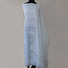Load image into Gallery viewer, VAANI Chanderi Silk Hand Embroidered/Chikankari Unstitched Kurta Set; Made to Order/ Customizable