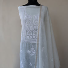 Load image into Gallery viewer, VAANI Chanderi Silk Hand Embroidered/Chikankari Unstitched Kurta Set; Made to Order/ Customizable