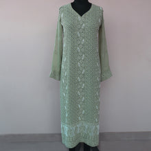 Load image into Gallery viewer, SARIKA Viscose Georgette Hand Embroidered/Chikankari Unstitched Kurta Set; Made to Order/ Customizable