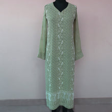 Load image into Gallery viewer, SARIKA Viscose Georgette Hand Embroidered/Chikankari Unstitched Kurta Set; Made to Order/ Customizable