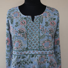 Load image into Gallery viewer, KAAYA Cotton, Jaipuri Block Print with Hand Embroidered Kurta Dress and Pant