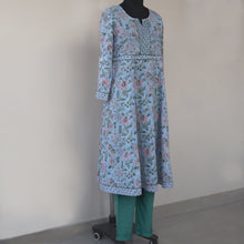 Load image into Gallery viewer, KAAYA Cotton, Jaipuri Block Print with Hand Embroidered Kurta Dress and Pant