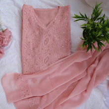 Load image into Gallery viewer, NIHARIKA Viscose Georgette Hand Embroidered/Chikankari Unstitched Kurta Set; Made to Order/ Customizable
