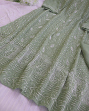 Load image into Gallery viewer, SARIKA Viscose Georgette Hand Embroidered/Chikankari Unstitched Kurta Set; Made to Order/ Customizable