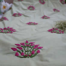 Load image into Gallery viewer, DAMINI Pure Cotton Hand Embroidered/Chikankari Unstitched Kurta Set; Made to Order/ Customizable