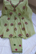 Load image into Gallery viewer, DAMINI Pure Cotton Hand Embroidered/Chikankari Unstitched Kurta Set; Made to Order/ Customizable
