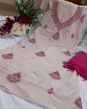 Load image into Gallery viewer, FALAK Pure Cotton Hand Embroidered/Chikankari Unstitched Kurta Set; Made to Order/ Customizable