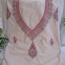 Load image into Gallery viewer, FALAK Pure Cotton Hand Embroidered/Chikankari Unstitched Kurta Set; Made to Order/ Customizable