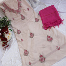 Load image into Gallery viewer, FALAK Pure Cotton Hand Embroidered/Chikankari Unstitched Kurta Set; Made to Order/ Customizable