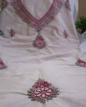 Load image into Gallery viewer, FALAK Pure Cotton Hand Embroidered/Chikankari Unstitched Kurta Set; Made to Order/ Customizable