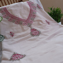 Load image into Gallery viewer, FALAK Pure Cotton Hand Embroidered/Chikankari Unstitched Kurta Set; Made to Order/ Customizable