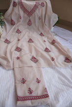 Load image into Gallery viewer, FALAK Pure Cotton Hand Embroidered/Chikankari Unstitched Kurta Set; Made to Order/ Customizable