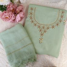 Load image into Gallery viewer, INAYA Pure Cotton Hand Embroidered/Chikankari Unstitched Kurta Set; Made to Order/ Customizable