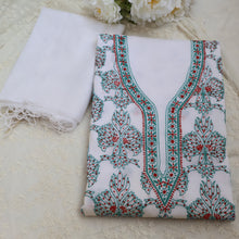 Load image into Gallery viewer, KIARA Poly Cotton Hand Embroidered/Chikankari Unstitched Short Kurta; Made to Order/ Customizable