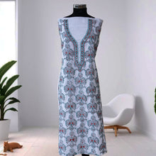 Load image into Gallery viewer, KIARA Poly Cotton Hand Embroidered/Chikankari Unstitched Short Kurta; Made to Order/ Customizable