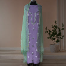 Load image into Gallery viewer, LIPIKA Pure Cotton Hand Embroidered/Chikankari Unstitched Kurta Set; Made to Order/ Customizable