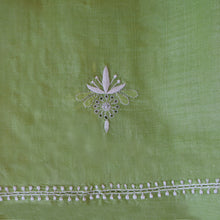 Load image into Gallery viewer, Silk Green Dupatta Hand Embroidered /Chikan work