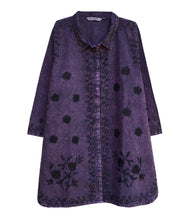Load image into Gallery viewer, MAYA Stonewash Pure Cotton Embroidered Tunic Shirt, Top, Blouse